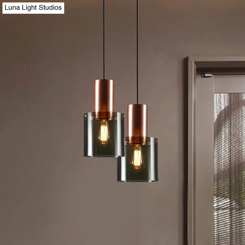 Modern Rose Gold/Gold Bottle Pendant Lamp - Smoky Grey Glass Ceiling Hang Light For Kitchen Bar Gold