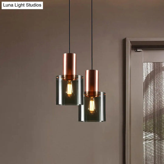 Modern Rose Gold/Gold Bottle Pendant Lamp - Smoky Grey Glass Ceiling Hang Light For Kitchen Bar Gold