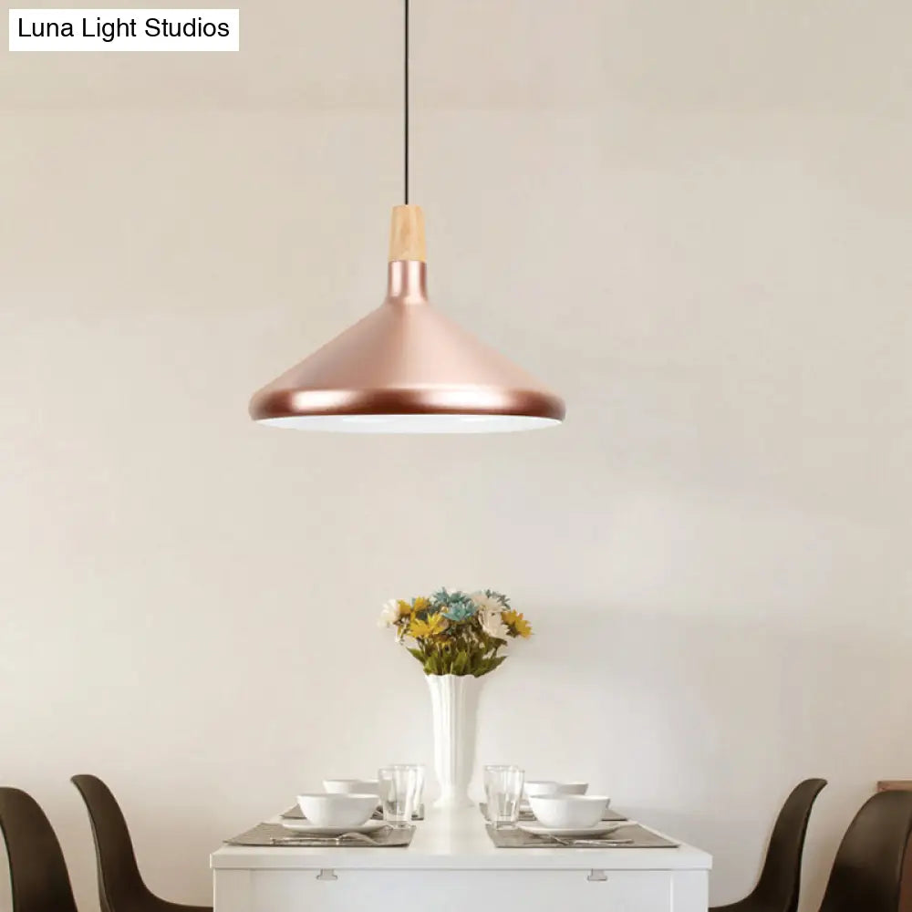 Modern Rose Gold Pyramid Pendant Lamp For Study Room