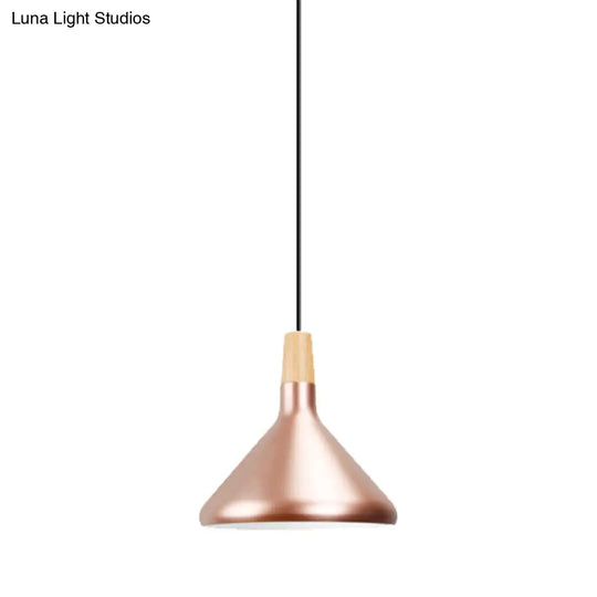Modern Rose Gold Pyramid Pendant Lamp For Study Room