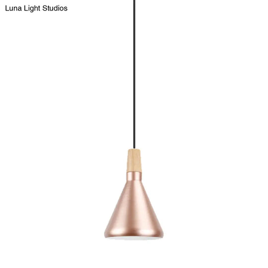 Modern Rose Gold Pyramid Pendant Lamp - Aluminum Hanging Light For Study Room