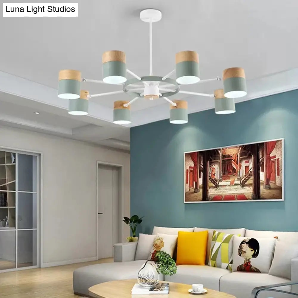 Modern Rotatable Metal Cylinder Chandelier: Macaron Style Ceiling Light For Nursing Room