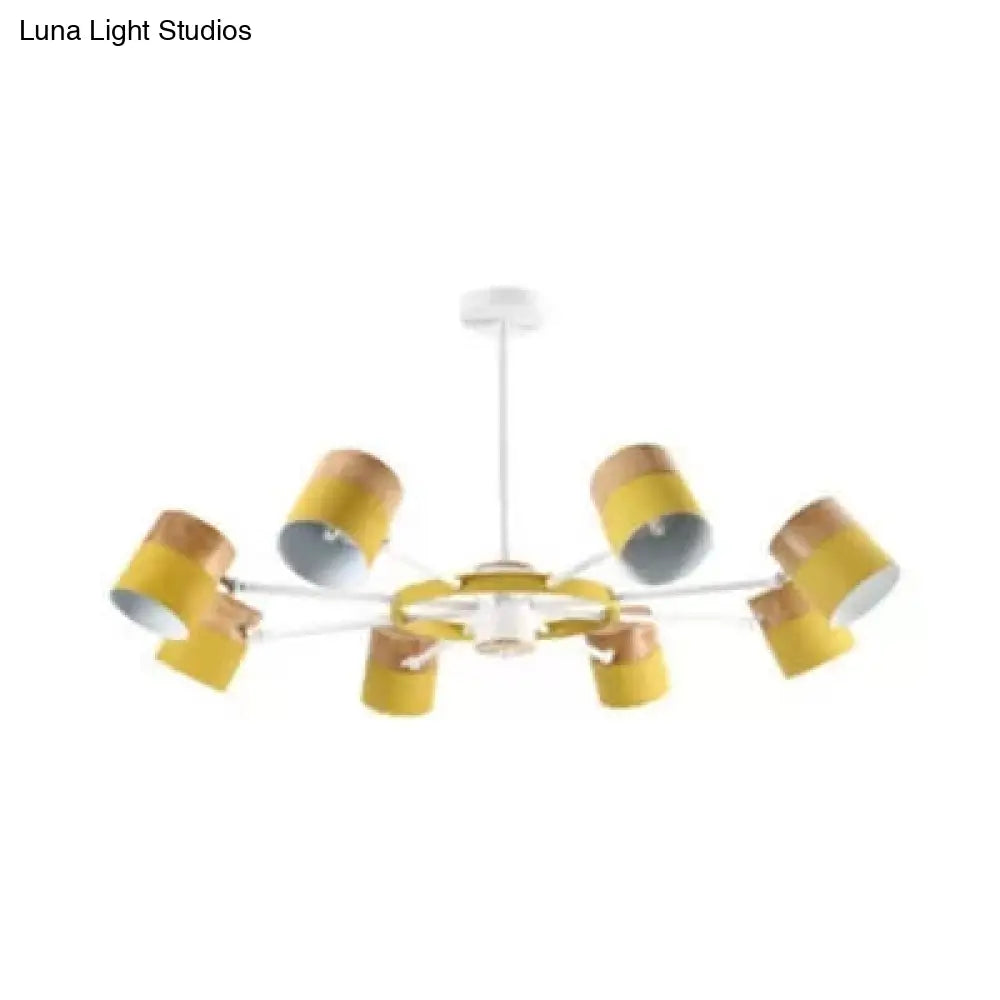 Modern Rotatable Metal Cylinder Chandelier: Macaron Style Ceiling Light For Nursing Room