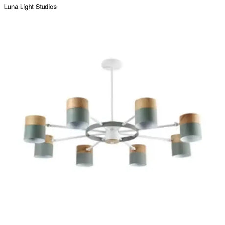 Modern Rotatable Metal Cylinder Chandelier: Macaron Style Ceiling Light For Nursing Room
