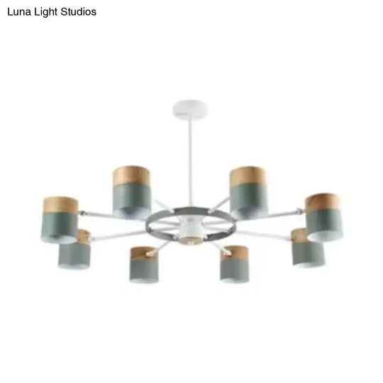 Modern Rotatable Metal Cylinder Chandelier: Macaron Style Ceiling Light For Nursing Room