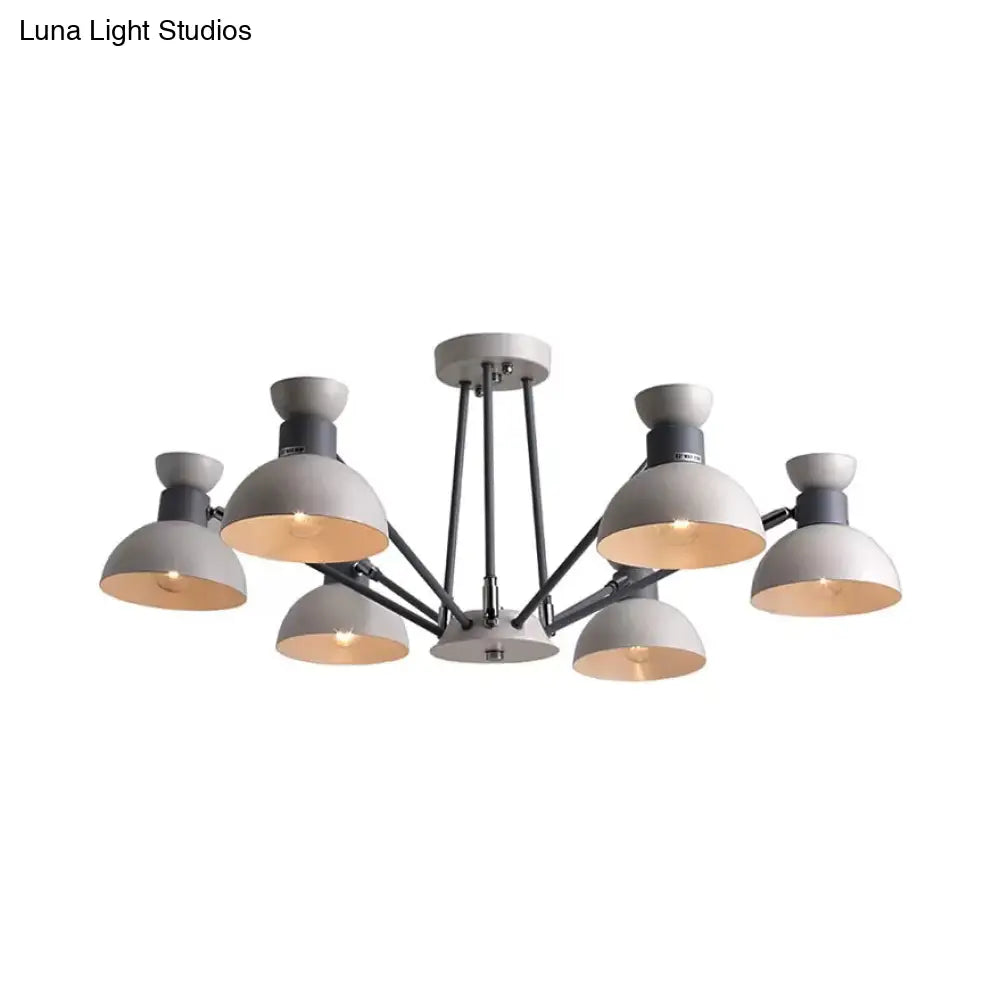 Modern Rotatable Metal Domed Chandelier Light With 6 Heads - Ideal For Living Room