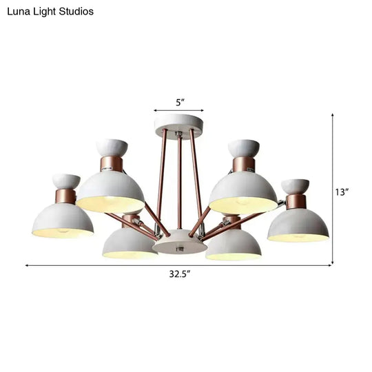Modern Rotatable Metal Domed Chandelier Light With 6 Heads - Ideal For Living Room