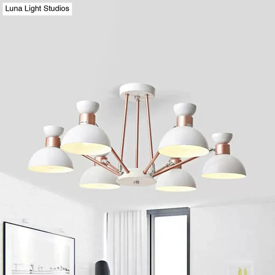 Modern Rotatable Metal Domed Chandelier Light With 6 Heads - Ideal For Living Room
