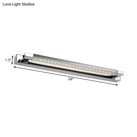 Modern Rotatable Stainless Steel Led Vanity Sconce Light - 18.5/24 Chrome Warm/White Lighting