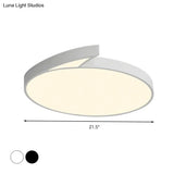 Modern Round Flush - Mount Ceiling Light - Black/White 18’/21.5’ Led Acrylic Flushmount With