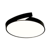 Modern Round Flush-Mount Ceiling Light - Black/White 18/21.5 Led Acrylic Flushmount With Fin Detail