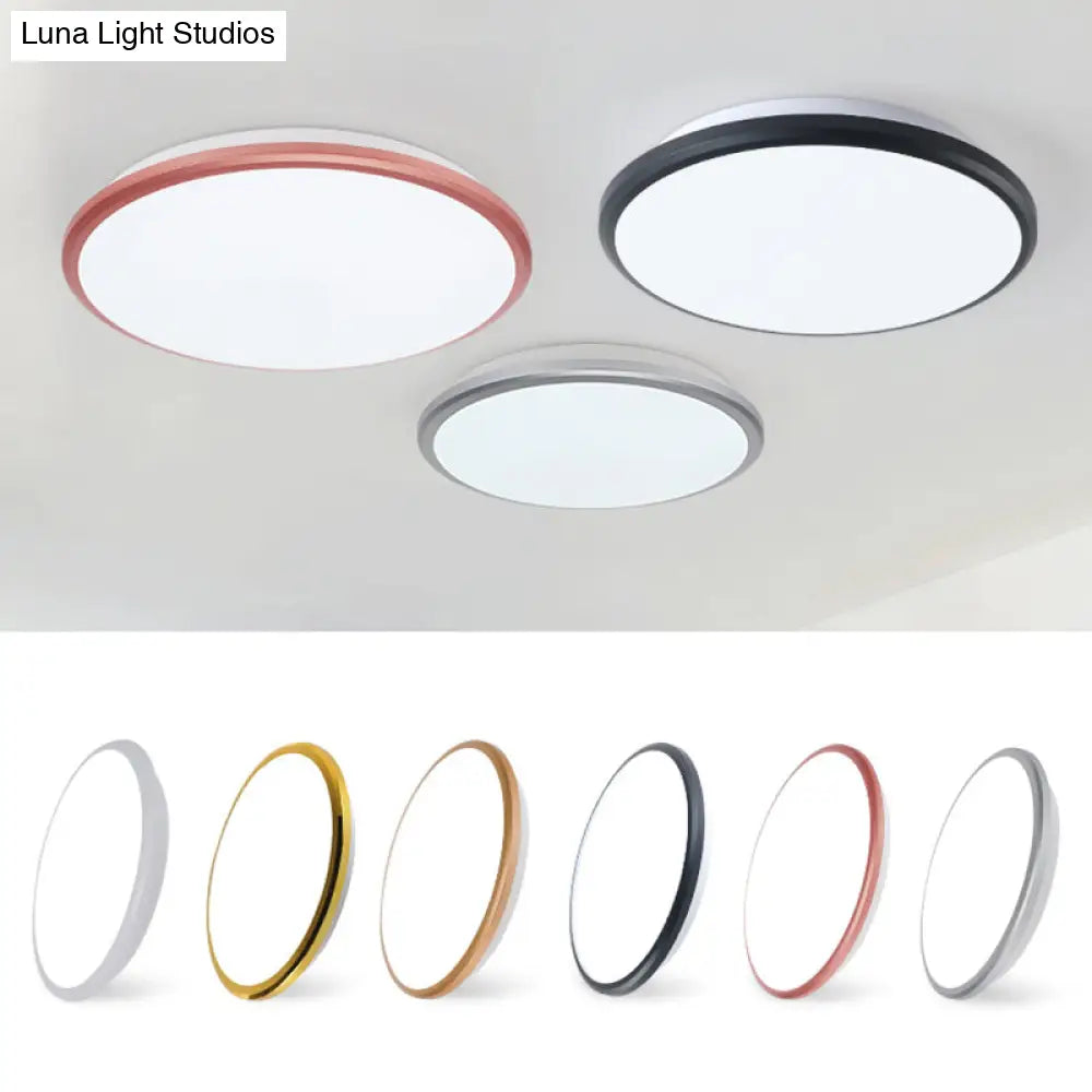 Modern Round Flush Mount Ceiling Light - Super-Thin Design 1 Acrylic Contemporary Fixture