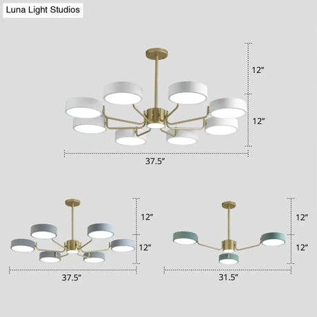 Modern Round Led Chandelier - Minimalistic Acrylic Living Room Hanging Lamp