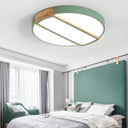 Modern Round Led Flush Mount Light In Macaron-Inspired Colors For Living Room Ceiling Green