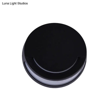 Modern Round Led Wall Sconce Lamp - Sleek Aluminum Courtyard Lighting In Black