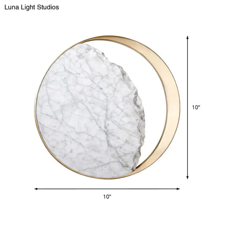 Modern Round Marble And Acrylic White Led Wall Sconce For Bedroom