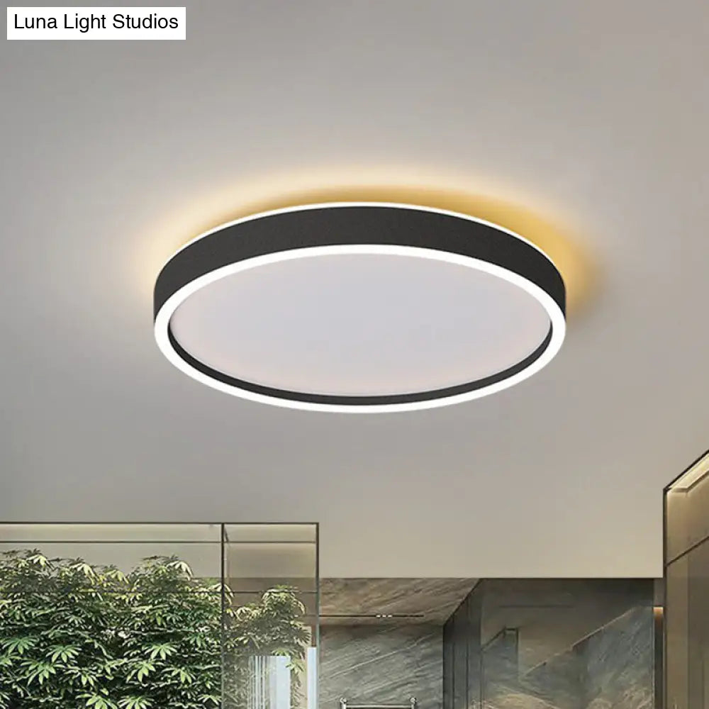 Modern Round Shade Led Flush Mount Acrylic Ceiling Lighting For Living Room Black / 15.5 Warm