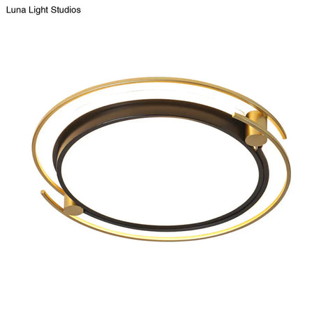 Modern Rounded/Square Flush Mount Ceiling Light: Acrylic Led Lamp In Black-Gold