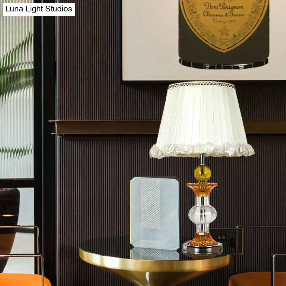 Modern Rustic Crystal Cone Table Lamp For Living Room Nightstand