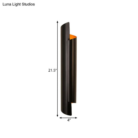 Modern Scrolled Wall Lamp - Black/White/Gold 2-Light Sconce 16/21.5/29.5 Wide