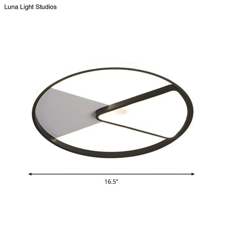 Modern Sector Frame Flushmount Led Bedroom Light - 16.5’/20.5’ Acrylic Black/White/Warm White