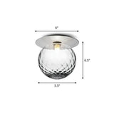 Modern Semi Flush Mount Ceiling Lamp With Ball Glass Shade - 1 Bulb Aisle Lighting Silver / Clear