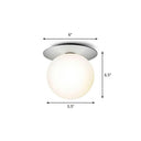 Modern Semi Flush Mount Ceiling Lamp With Ball Glass Shade - 1 Bulb Aisle Lighting Silver / Milk