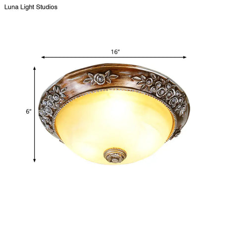 Modern Semi - Globe Flush Mount Lamp - Resin Ceiling Fixture In Sepia For Balcony Available