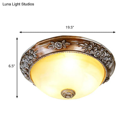 Modern Semi - Globe Flush Mount Lamp - Resin Ceiling Fixture In Sepia For Balcony Available