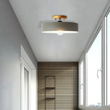 Modern Semi-Mount Drum Light: 1-Light 12’ W Metal Fixture In Gray/White/Red/Pink For Living Room