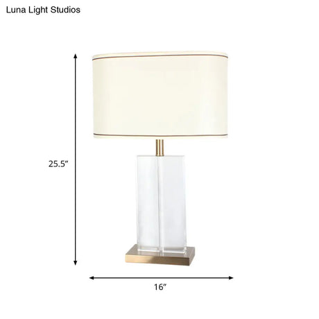 Modern Shaded Fabric Desk Lamp With Gold Finish Clear Crystal Base - 1 Head