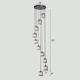 Modern Shaded Glass Multi-Light Pendant For Living Room Ceiling 10 / Black