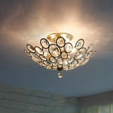 Modern Silver Crystal Semi Flush Light For Corridors - Hand - Cut 3 Head Design