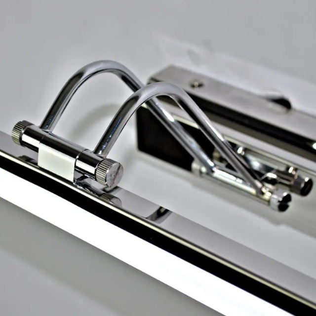 Modern Silver Finish Linear Wall Mount Led Stainless Steel Vanity Lamp For Bedroom - 16/23.5 Width