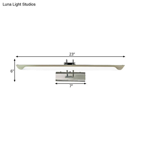 Modern Silver Finish Linear Wall Mount Led Stainless Steel Vanity Lamp For Bedroom - 16/23.5 Width