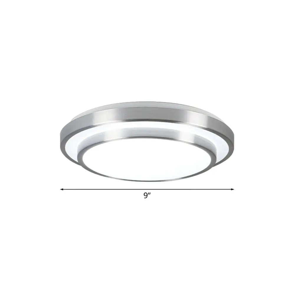 Modern Silver Flush Mount Lighting With Acrylic Shade Integrated Led Ceiling Light For Living Room
