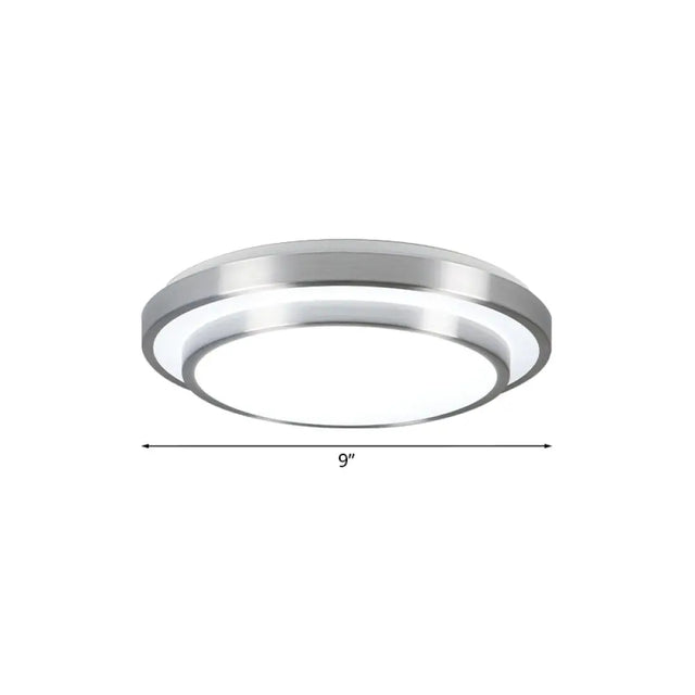 Modern Silver Flush Mount Lighting With Acrylic Shade Integrated Led Ceiling Light For Living Room