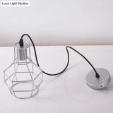 Modern Silver/Gold Metal Ceiling Fixture With Cage Shade - Stylish Loft Hanging Lamp For Coffee