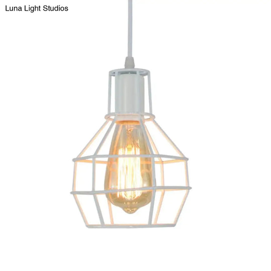 Modern Silver/Gold Metal Ceiling Fixture With Cage Shade - Stylish Loft Hanging Lamp For Coffee