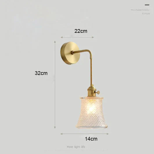 Moderne einfache nordische Wohnzimmer Schlafzimmer Kupfer Wandleuchte