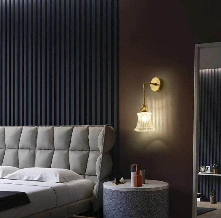 Moderne einfache nordische Wohnzimmer Schlafzimmer Kupfer Wandleuchte