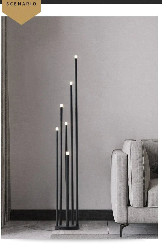 Modern Simple Personality Black Multi-Head Led Floor Lamp Branch Stand Living Room Reading Bedside