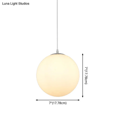Modern Simple White Glass Round Ceiling Light For Restaurants - 1 Fixture