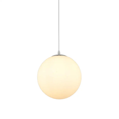 Modern Simple White Glass Round Ceiling Light For Restaurants - 1 Fixture / 7