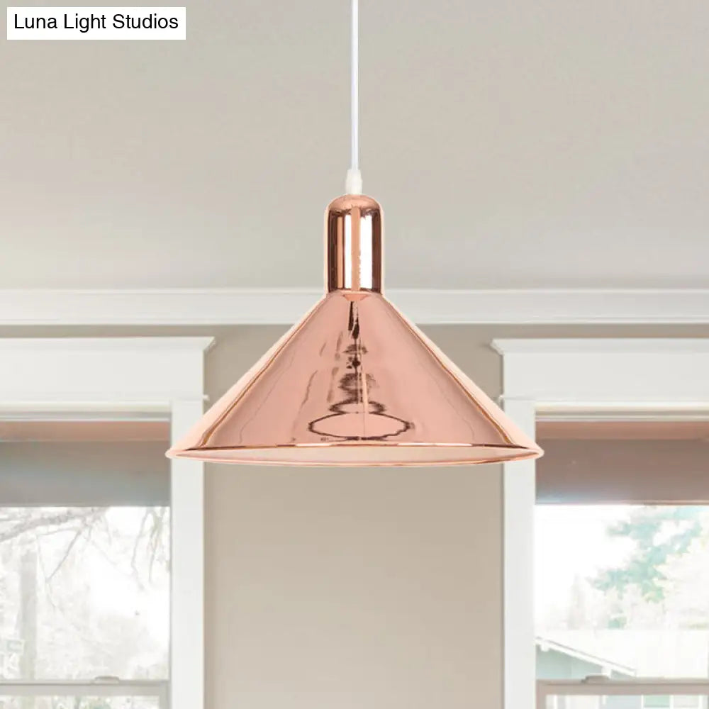 Electroplated Conical Pendant Light - Modern Single Fixture With Metal Shade