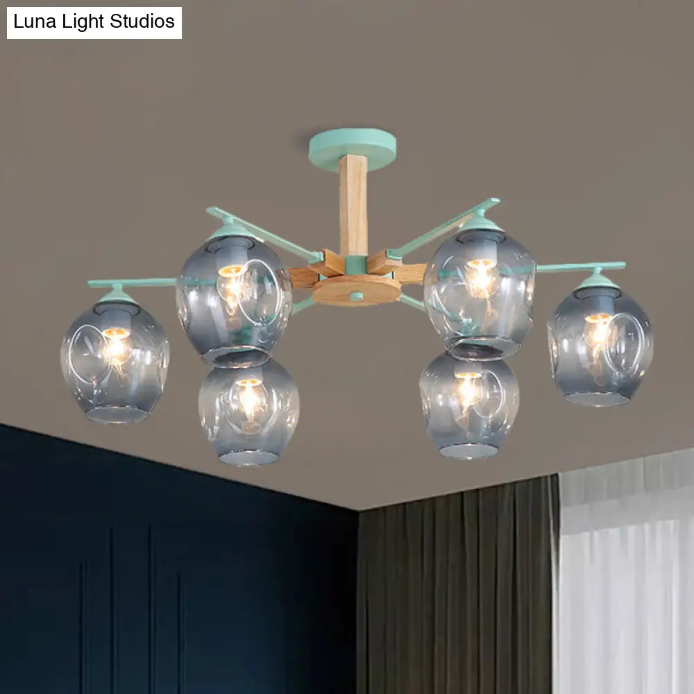 Modern Modo Pendant Chandelier - Smoke Gray Glass 3/6 Light Fixture For Living Room