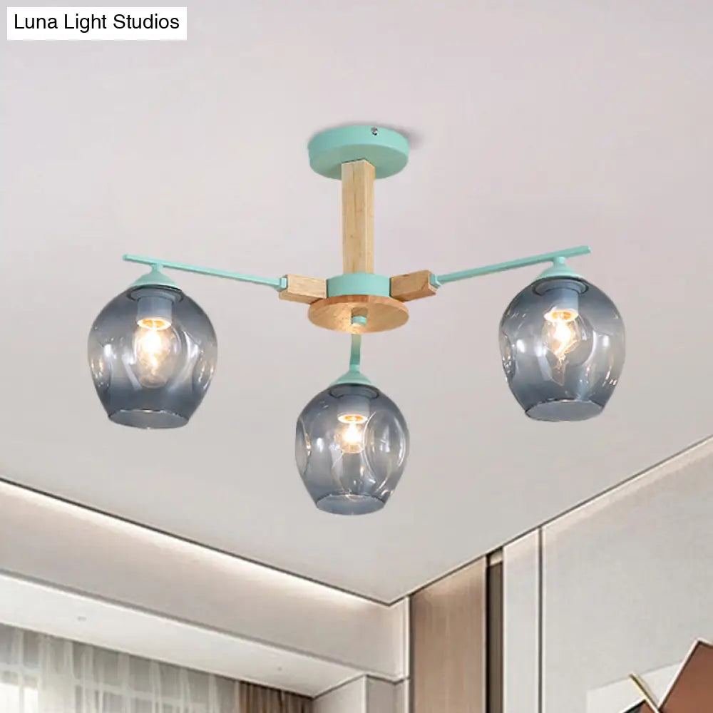 Modern Modo Pendant Chandelier - Smoke Gray Glass 3/6 Light Fixture For Living Room
