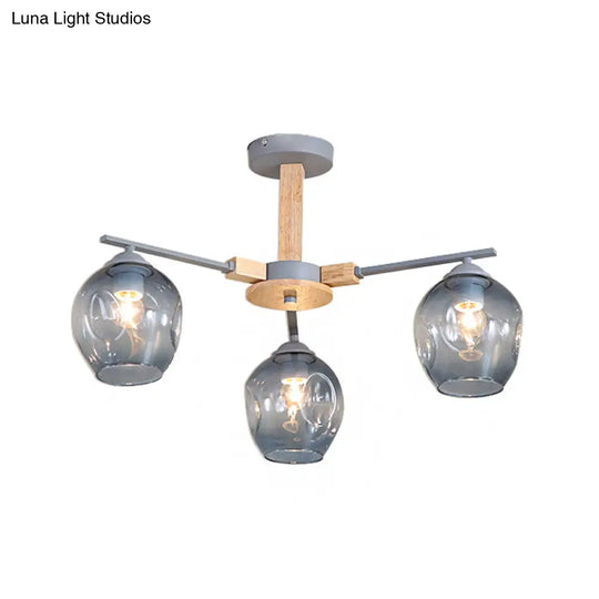 Modern Modo Pendant Chandelier - Smoke Gray Glass 3/6 Light Fixture For Living Room