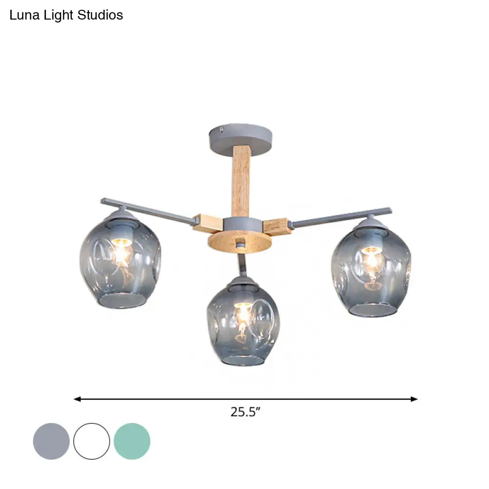 Modern Modo Pendant Chandelier - Smoke Gray Glass 3/6 Light Fixture For Living Room