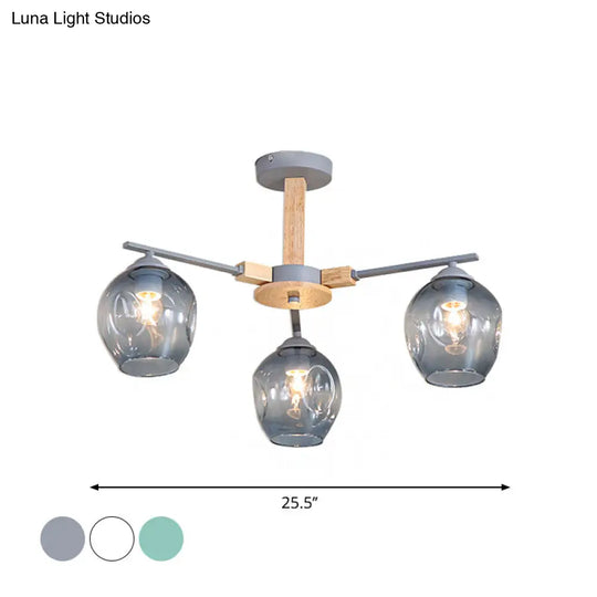 Modern Modo Pendant Chandelier - Smoke Gray Glass 3/6 Light Fixture For Living Room